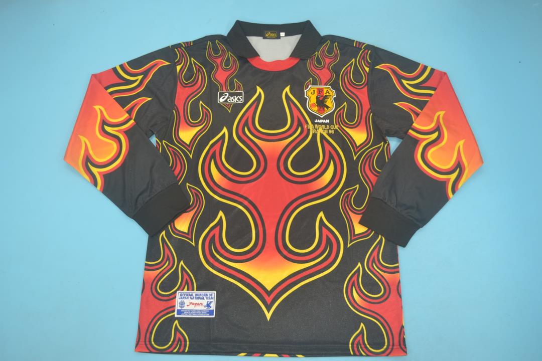 AAA(Thailand) Japan 1998 Goalkeeper Black Retro Soccer Jersey(L/S)