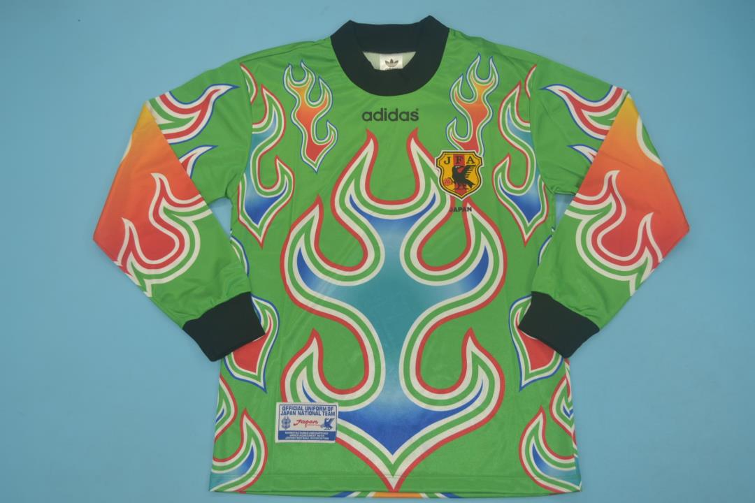 AAA(Thailand) Japan 1998 Goalkeeper Green Retro Soccer Jersey(L/S)