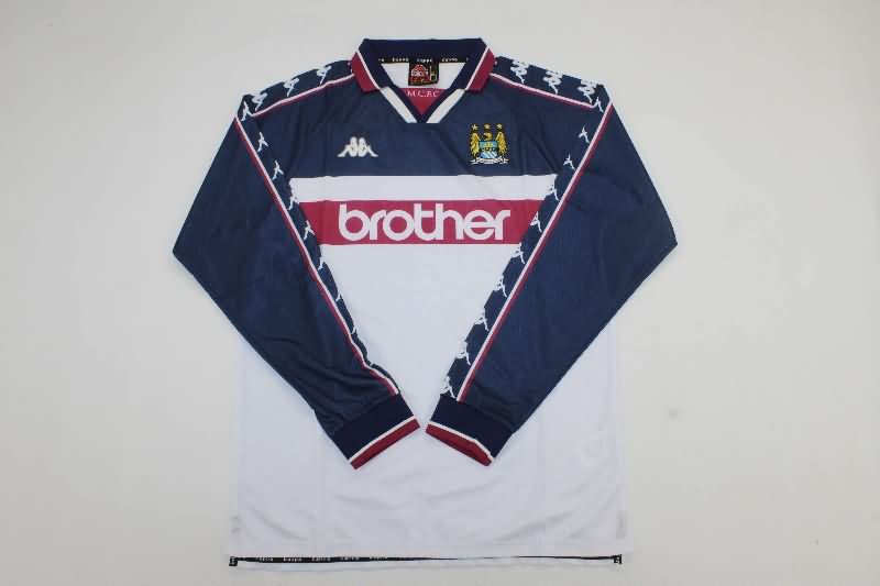 AAA(Thailand) Manchester City 1997/98 Away Long Sleeve Retro Soccer Jersey