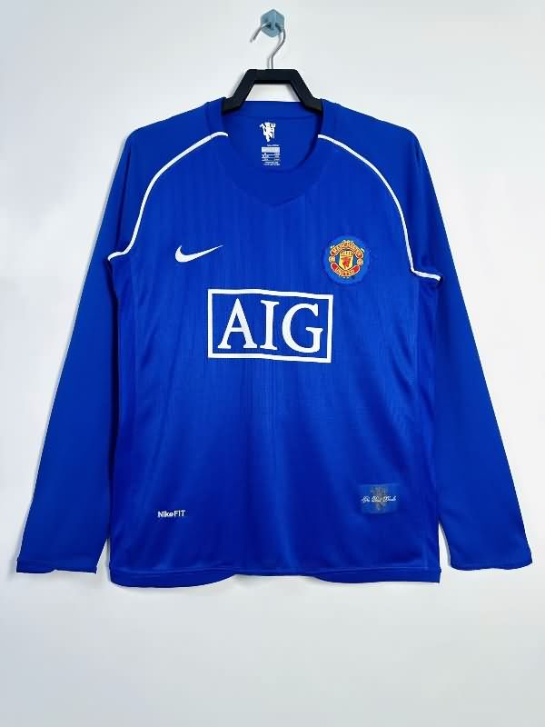 AAA(Thailand) Manchester United 2007/08 Goalkeeper Blue LS Retro Soccer Jersey