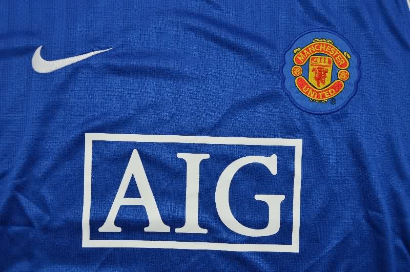 AAA(Thailand) Manchester United 2007/08 Goalkeeper Blue LS Retro Soccer Jersey
