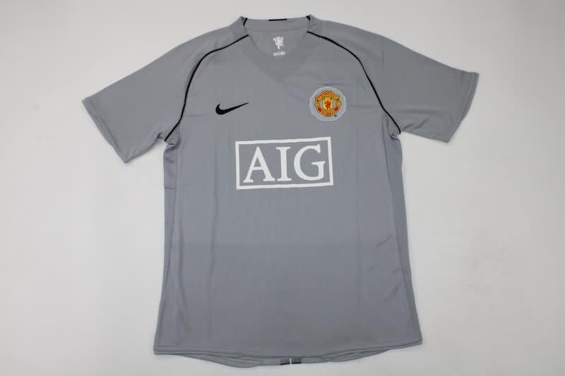 AAA(Thailand) Manchester United 2007/08 Goalkeeper Grey Retro Soccer Jersey