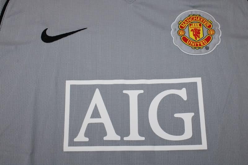 AAA(Thailand) Manchester United 2007/08 Goalkeeper Grey Retro Soccer Jersey