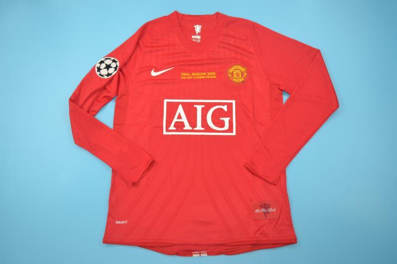 AAA(Thailand) Manchester United 2008 Home UCL Final Retro Soccer Jersey(L/S)