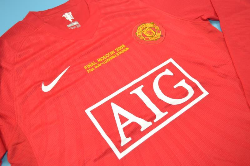 AAA(Thailand) Manchester United 2008 Home UCL Final Retro Soccer Jersey(L/S)