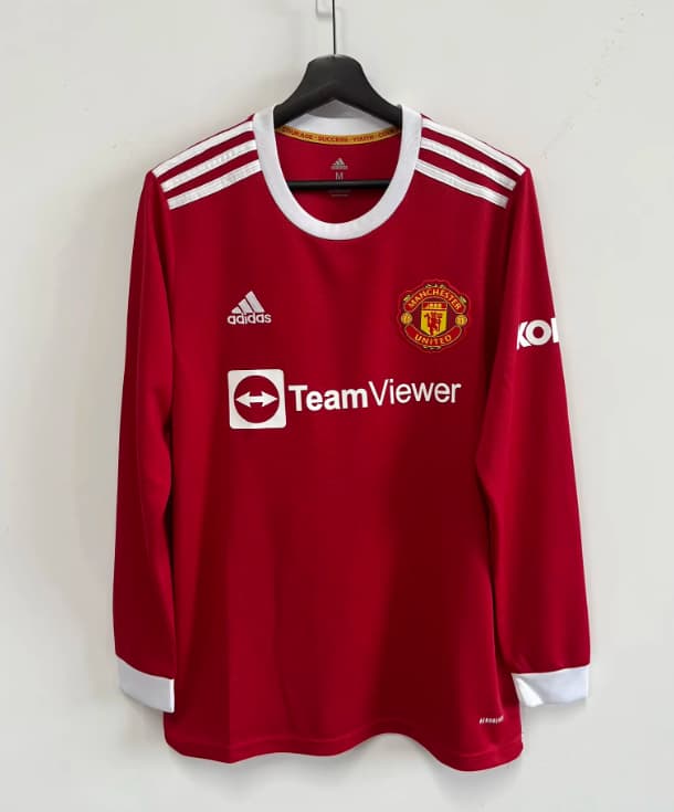 AAA(Thailand) Manchester United 2021/22 Home Retro Long Sleeve Soccer Jersey AAA(Thailand) Manchester United 2021/22 Home Retro Long Sleeve Soccer Jersey