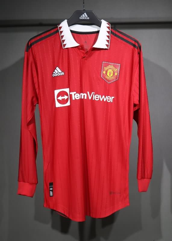 AAA(Thailand) Manchester United 2022/23 Home Long Sleeve Retro Soccer Jersey (Player)