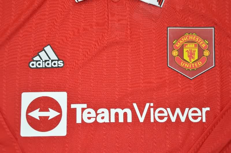 AAA(Thailand) Manchester United 2022/23 Home Long Sleeve Retro Soccer Jersey (Player)