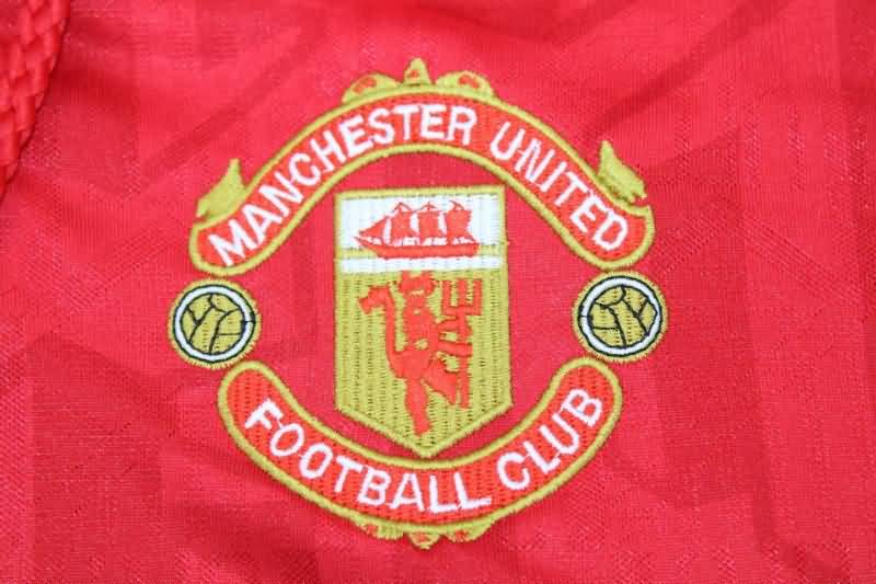 AAA(Thailand) Manchester United 1992/94 Home Long Sleeve Retro Soccer Jersey