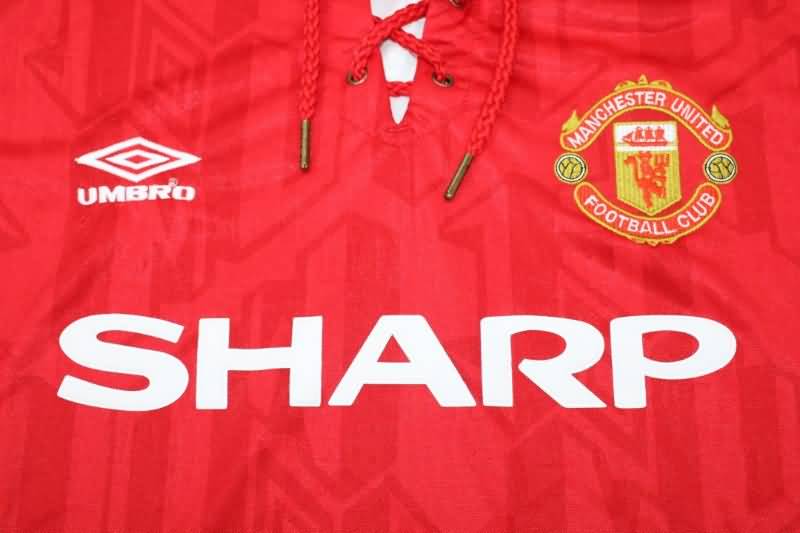 AAA(Thailand) Manchester United 1992/94 Home Long Sleeve Retro Soccer Jersey