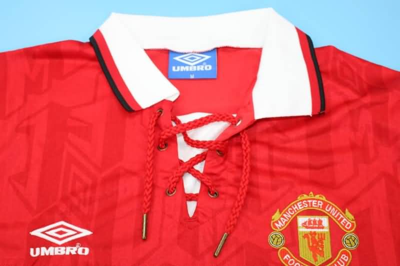 AAA(Thailand) Manchester United 1992/94 Home Long Sleeve Retro Soccer Jersey