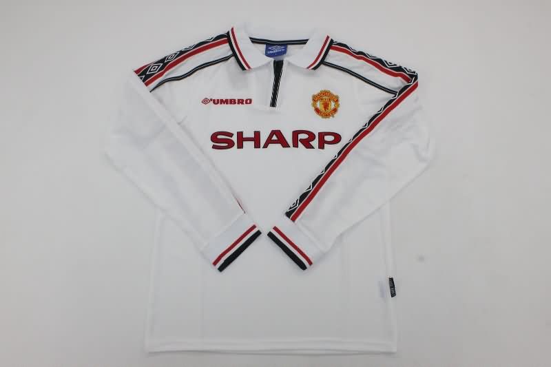 AAA(Thailand) Manchester United 1998/99 White Long Sleeve Retro Soccer Jersey