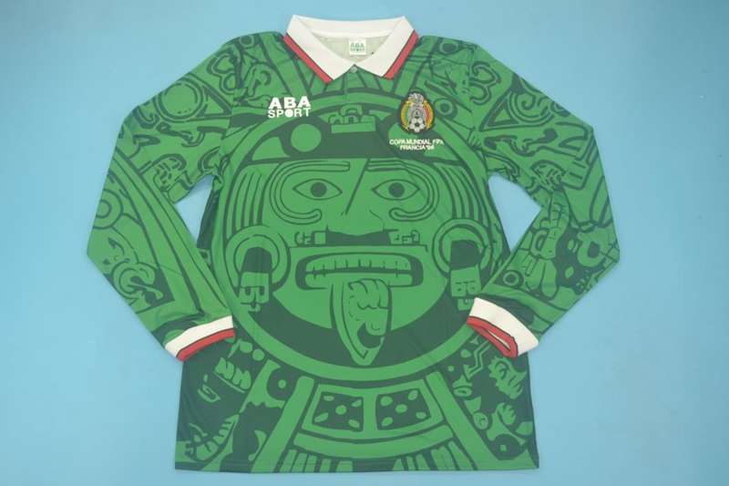 AAA(Thailand) Mexico 1998 Home Retro soccer Jersey(L/S)