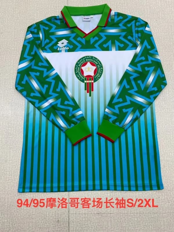 AAA(Thailand) Morocco 1994/95 Away Retro Long Sleeve Soccer Jersey AAA(Thailand) Morocco 1994/95 Away Retro Long Sleeve Soccer Jersey