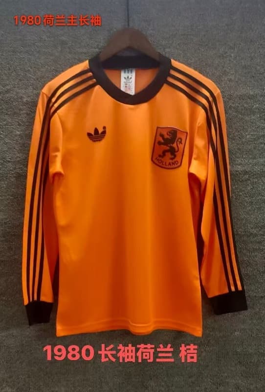 AAA(Thailand) Netherlands 1980 Home Retro Long Sleeve Soccer Jersey