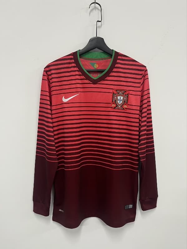 AAA(Thailand) Portugal 2014 Home Retro Long Sleeve Soccer Jersey AAA(Thailand) Portugal 2014 Home Retro Long Sleeve Soccer Jersey