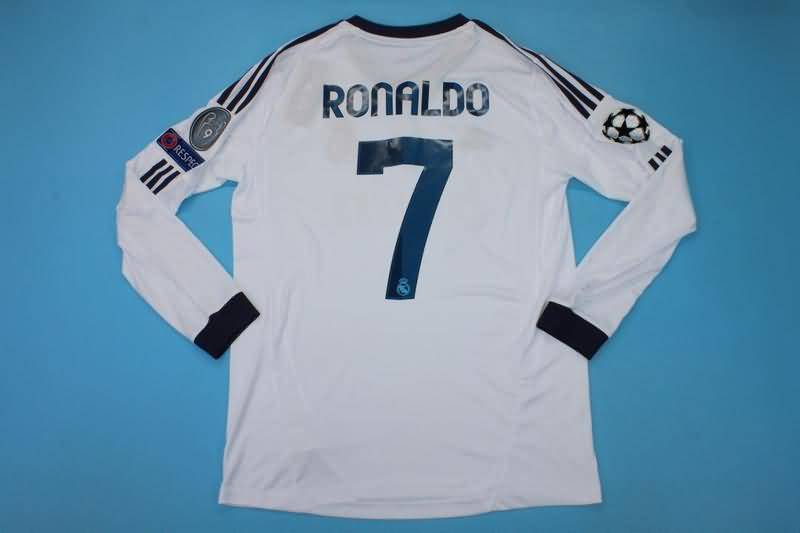 AAA(Thailand) Real Madrid 2012/13 Home Long Sleeve Retro Soccer Jersey