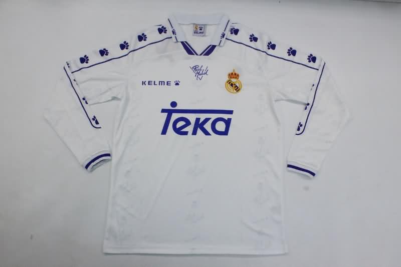 AAA(Thailand) Real Madrid 1994/96 Home Retro Long Sleeve Soccer Jersey