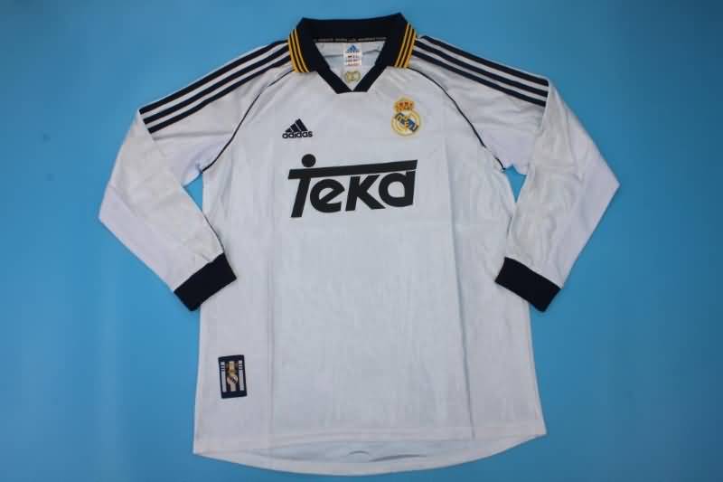 AAA(Thailand) Real Madrid 1998/00 Home Retro Long Slevee Soccer Jersey