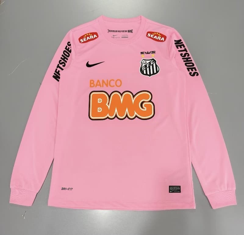 AAA(Thailand) Santos 2012/13 Pink Retro Long Sleeve Soccer Jersey
