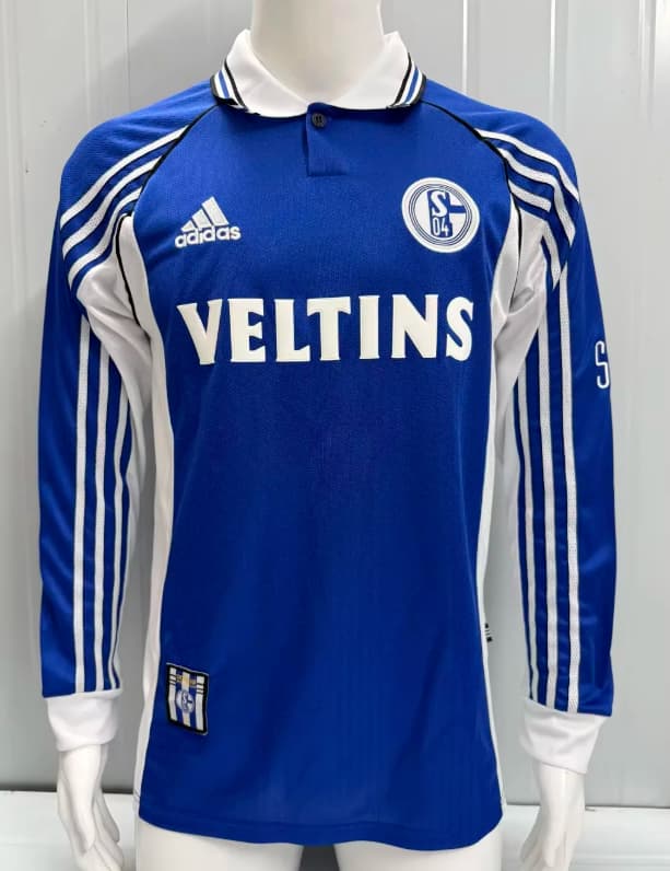 AAA(Thailand) Schalke 04 1998/2000 Home Retro Long Sleeve Soccer Jersey AAA(Thailand) Schalke 04 1998/2000 Home Retro Long Sleeve Soccer Jersey