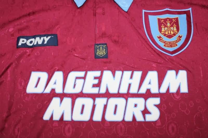 AAA(Thailand) West Ham 1995/97 Home Long Sleeve Retro Soccer Jersey