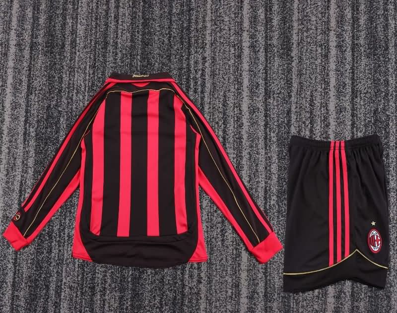 AC Milan 2006/07 Kids Home Long Sleeve Soccer Jersey And Shorts