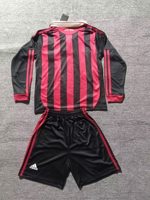 AC Milan 2009/10 Kids Home Long Sleeve Soccer Jersey And Shorts