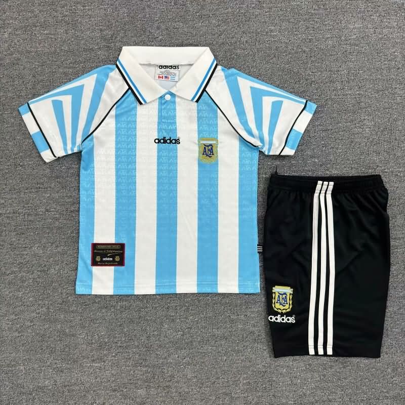 Argentina 1996/97 Kids Home Soccer Jersey And Shorts