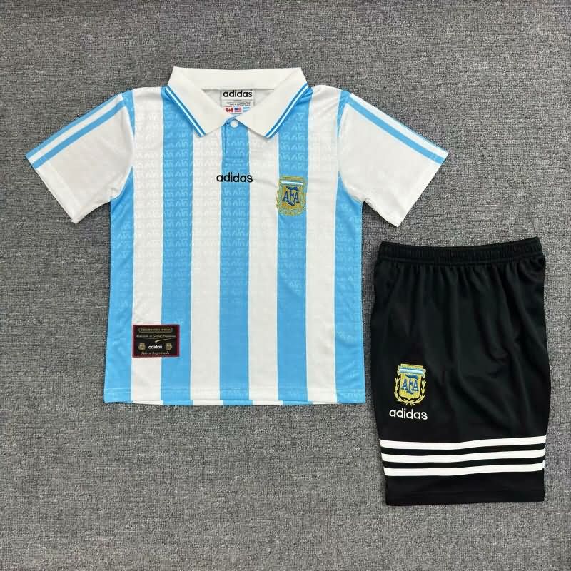 Argentina 1996/97 Kids Home Soccer Jersey And Shorts