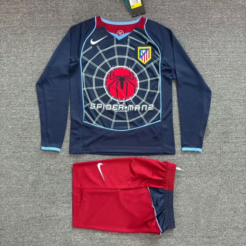 Atletico Madrid 2004/05 Kids Away Long Sleeve Soccer Jersey And Shorts