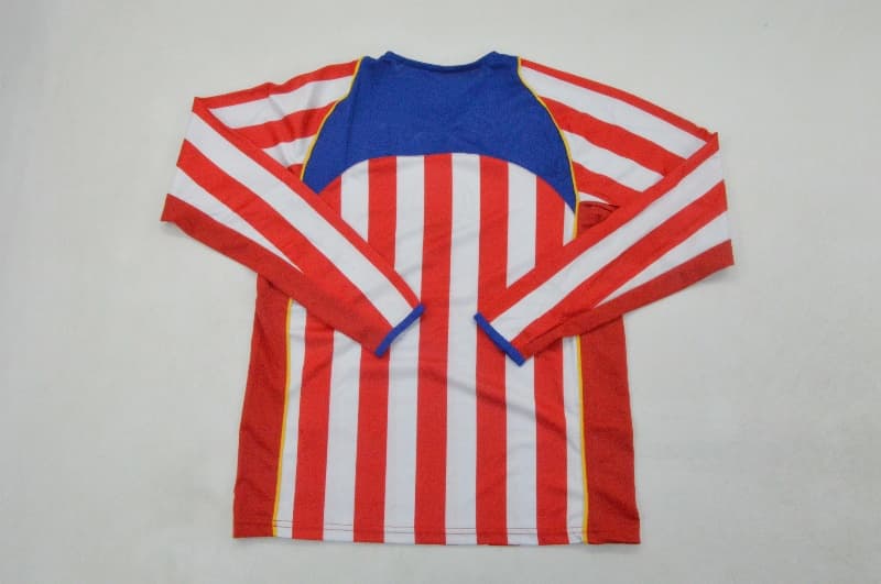 Atletico Madrid 2004/05 Kids Home Long Sleeve Soccer Jersey And Shorts