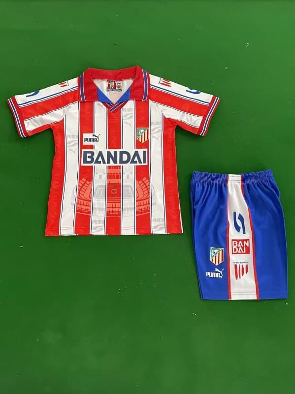 Atletico Madrid 1996/97 Kids Home Soccer Jersey And Shorts