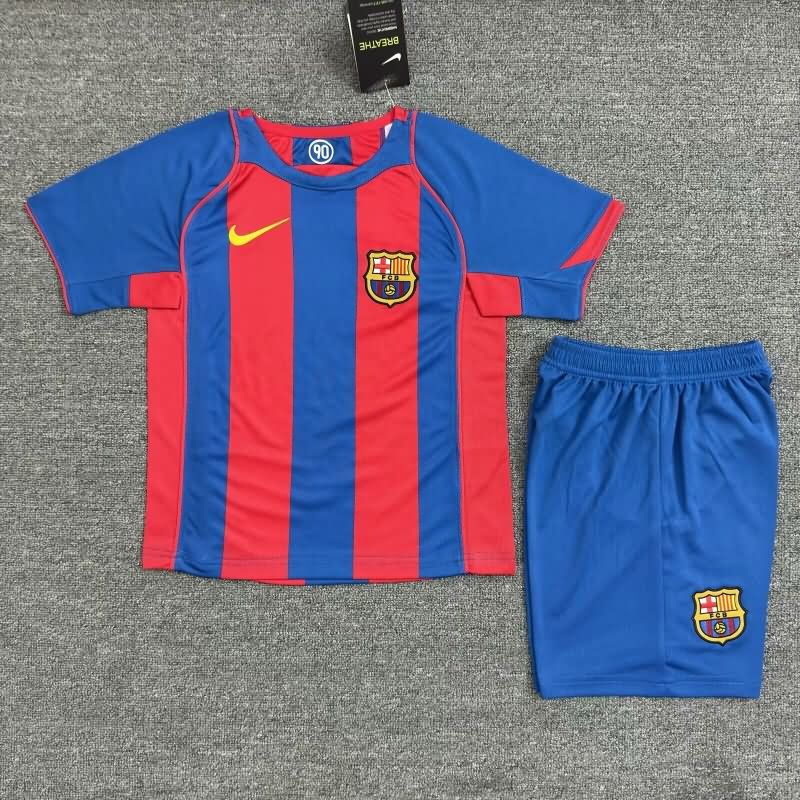 Barcelona 2004/05 Kids Home Soccer Jersey And Shorts