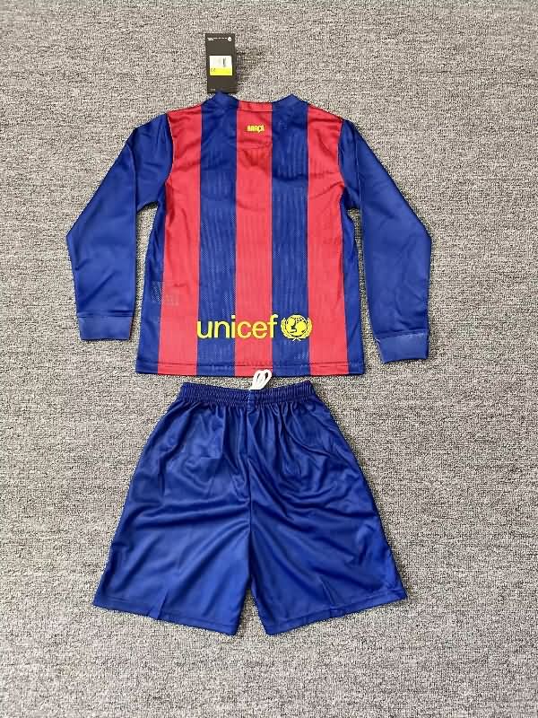 Barcelona 2014/15 Kids Home Long Sleeve Soccer Jersey And Shorts