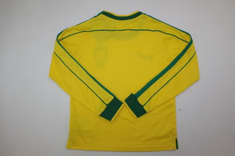 Brazil 1998 Kids Home Long Sleeve Soccer Jersey And Shorts