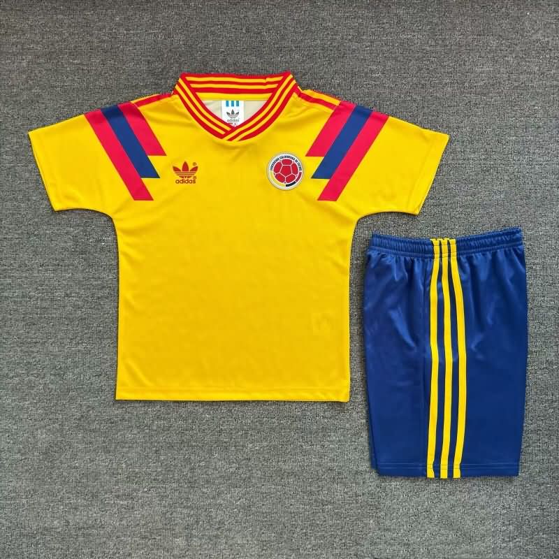Colombia 1990 Kids Home Soccer Jersey And Shorts