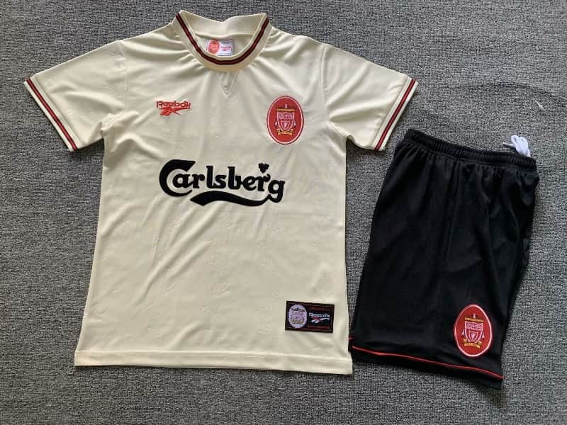 Liverpool 1996/97 Kids Away Soccer Jersey And Shorts