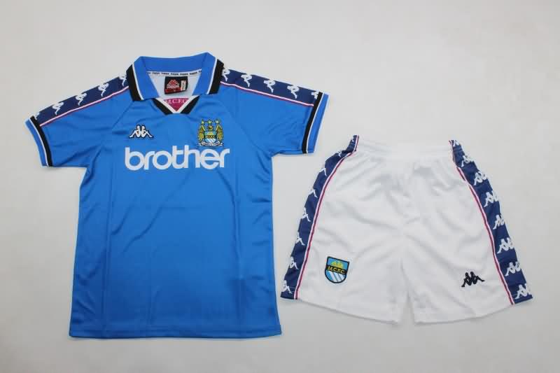 Manchester City 1997/98 Kids Home Soccer Jersey And Shorts