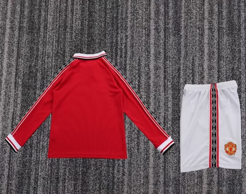 Manchester United 1998/00 Kids Home Long Sleeve Soccer Jersey And Shorts
