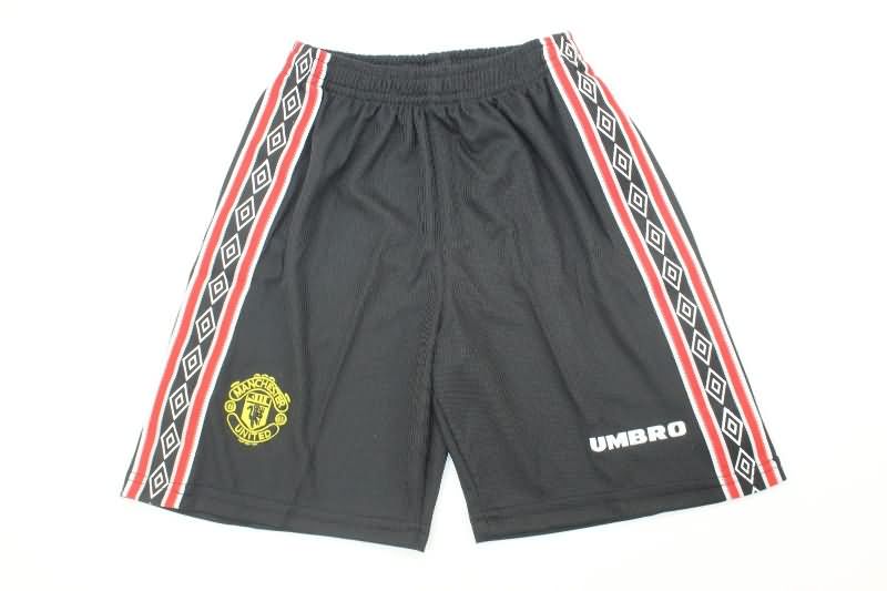 Manchester United 1998/99 Kids Black Soccer Jersey And Shorts