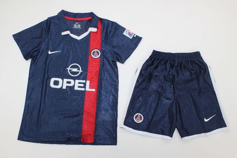 Paris St Germain 2001/02 Kids Home Soccer Jersey And Shorts