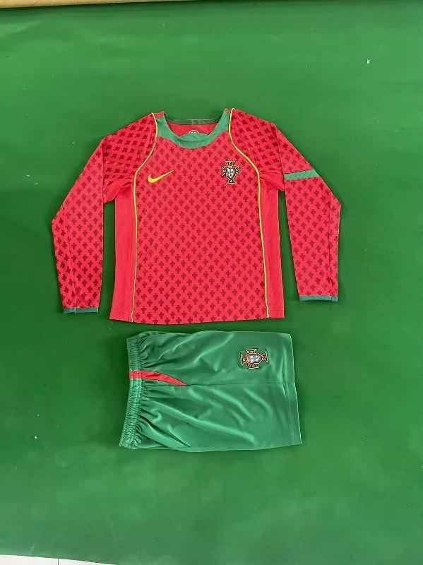 Portugal 2004 Kids Home Long Sleeve Soccer Jersey And Shorts
