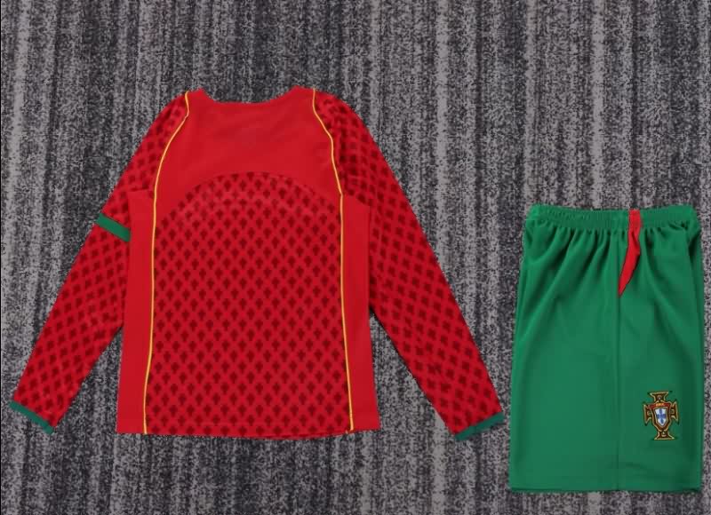 Portugal 2004 Kids Home Long Sleeve Soccer Jersey And Shorts