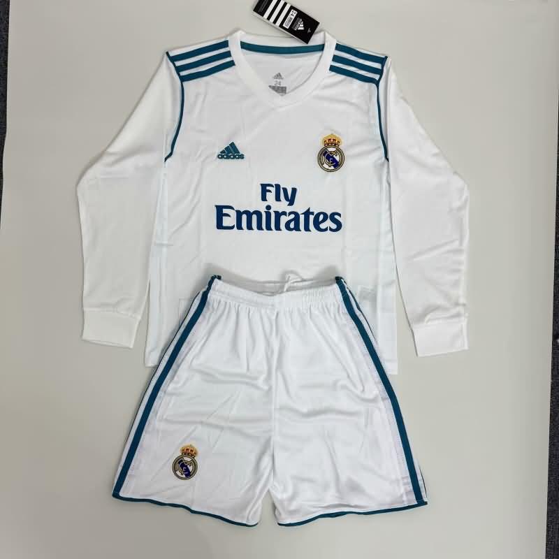 Real Madrid 2017/18 Kids Home Long Soccer Jersey And Shorts