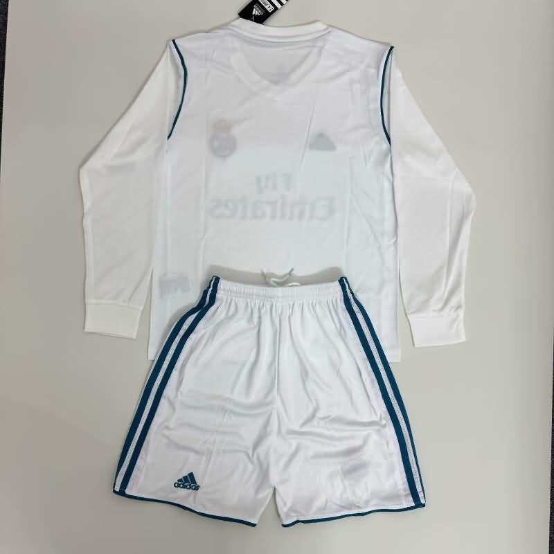 Real Madrid 2017/18 Kids Home Long Soccer Jersey And Shorts