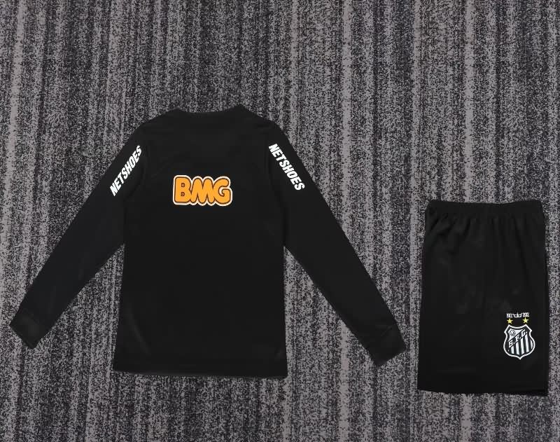 Santos 2012/13 Kids Black Long Sleeve Soccer Jersey And Shorts