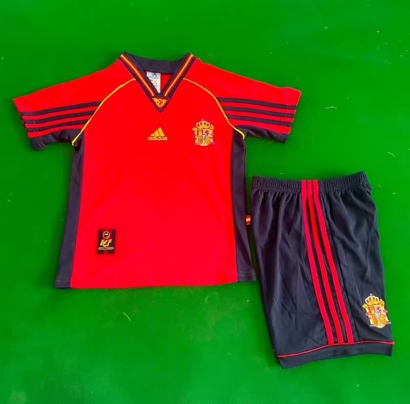 Spain 1998 Kids Home Soccer Jersey And Shorts