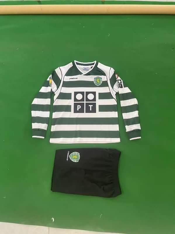 Sporting Lisbon 2001/03 Kids Home Long Sleeve Soccer Jersey And Shorts