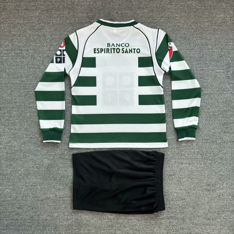 Sporting Lisbon 2001/03 Kids Home Long Sleeve Soccer Jersey And Shorts